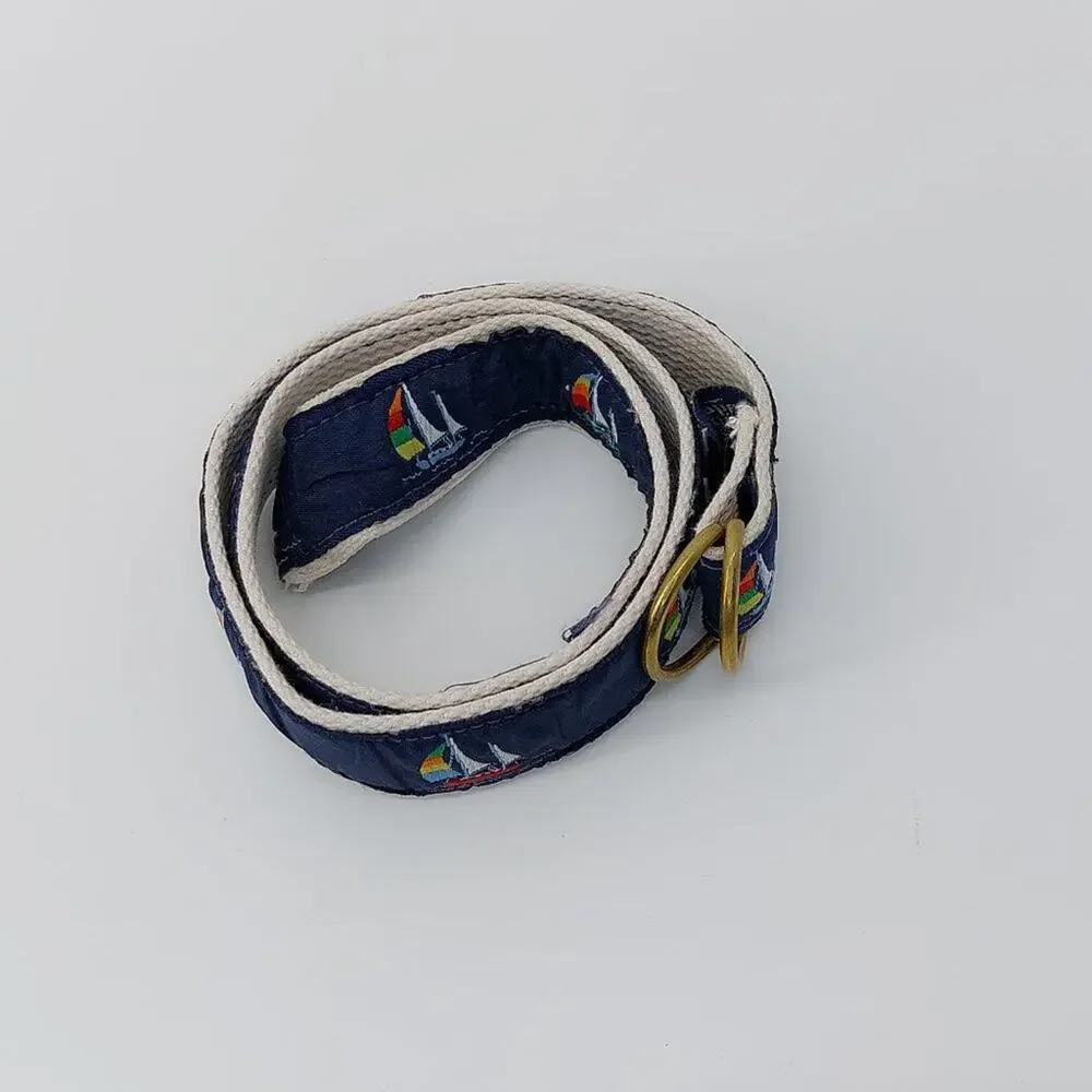 Childs Belt Cape Cod Canvas Sail Boat Navy Blue Weaved